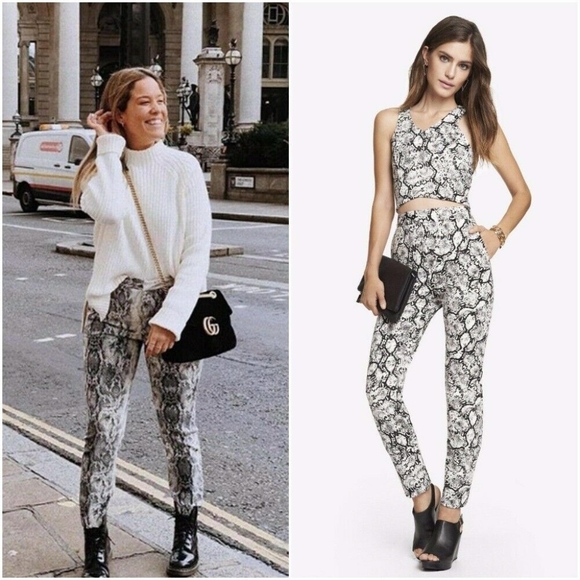 Express Snake Printed Double Knit Ankle Pants - Picture 2 of 8